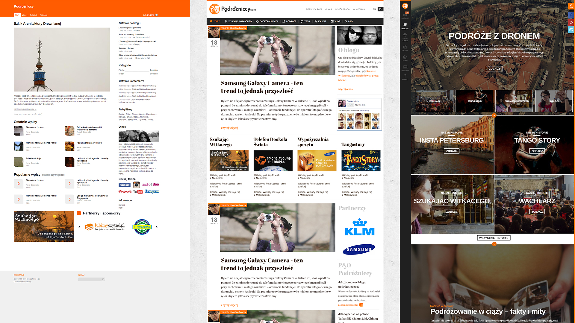 Nowy szablon bloga - Podrozniccy. Historyczne layouty. Zmiany wersji. 