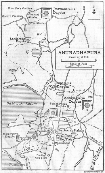 Mapa Anuradhapury, którą posługiwał się Witkacy