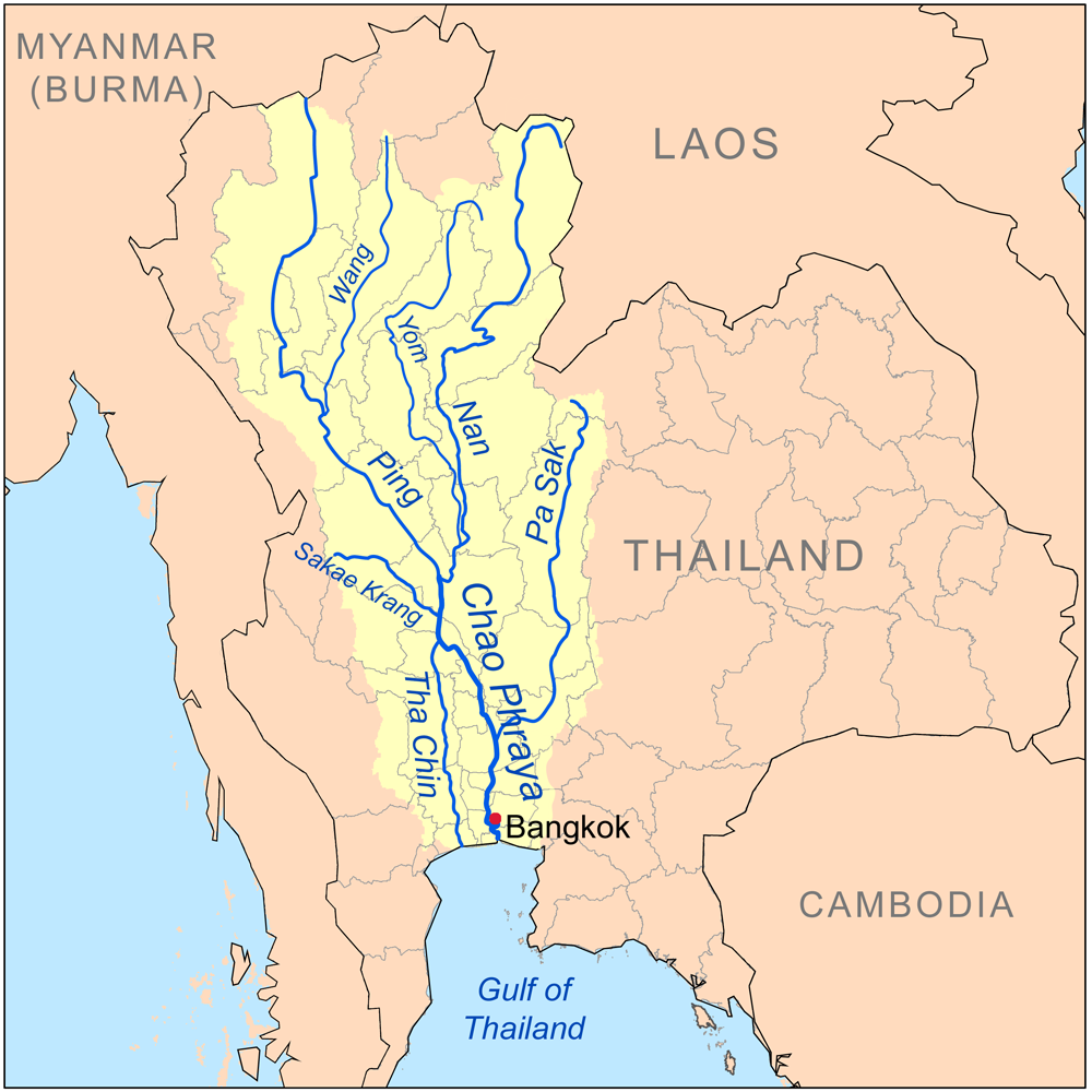 Autor mapy: Kesser // http://en.wikipedia.org/wiki/File:Chaophrayarivermap.png