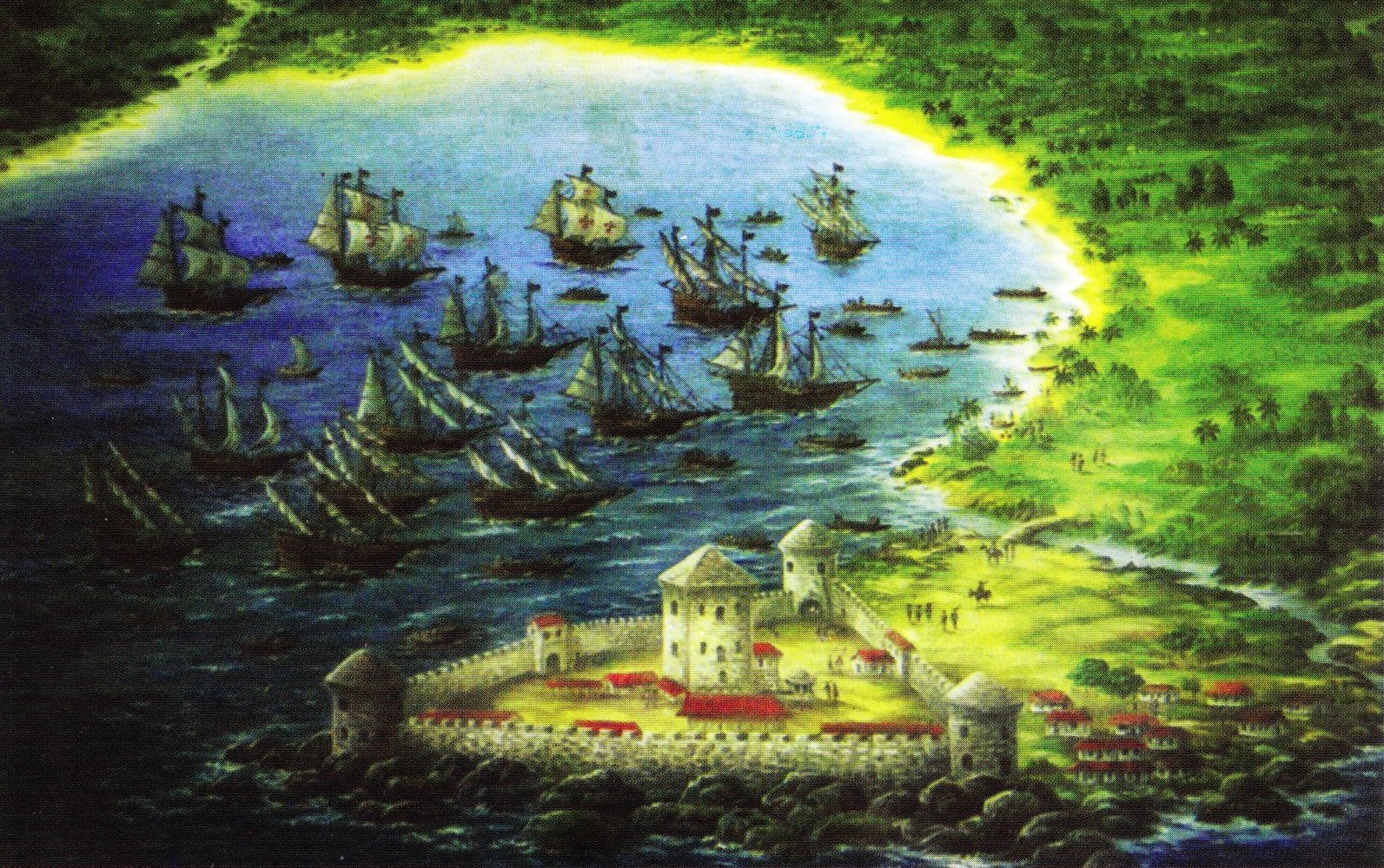 1510 - Port w Kolombo z portugalskim Fortem